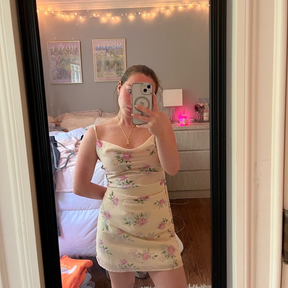 Princess Polly Cream Slip Mini Dress